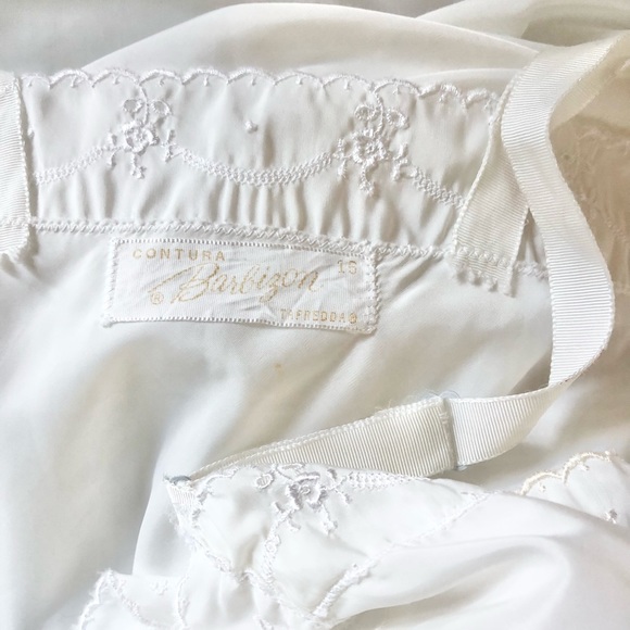 Vintage 50s BARBIZON Contura Tafredda Full Slip Dress Lingerie White Size 15 S/M - Picture 12 of 14